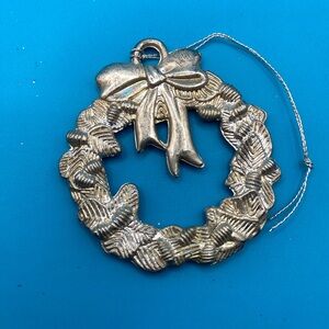 Vintage Pewter Christmas Wreath Ornament
